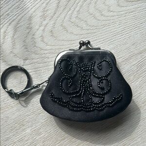 Elegant LOFT Black Beaded Coin Purse